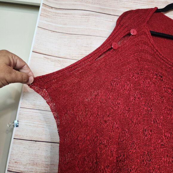 KOKOMO Cape Poncho One Size Red Tank Insert Batwing Sweater Cotton Poly - Picture 3 of 16